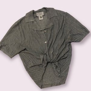 y2k slinky silver lurex top